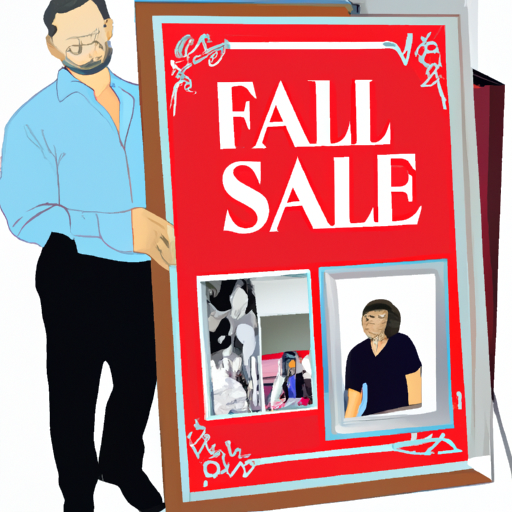 Image of a man holding a family photo album while standing in front of a For Sale sign.