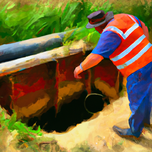 A professional septic tank inspects the septic tank and drain field.