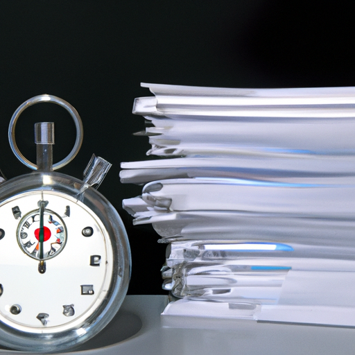 An image of a stopwatch and a stack of papers being replaced by a simplified and streamlined process.