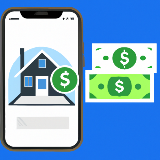 An image of a smartphone with a real estate app with cash and a house icon symbolizing the convenience and speed of iBuyer transactions.