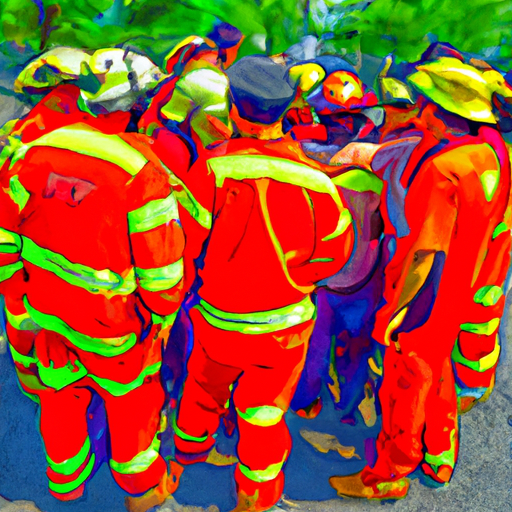 A group of different emergency workers work together.