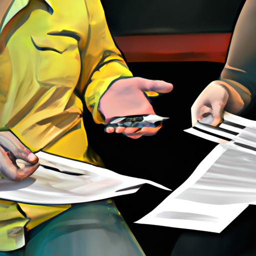 Image of a person comparing prices and documents while negotiating with a service provider.