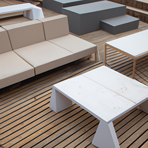 An elegant and modern outdoor set with modular seating and eco-friendly materials.
