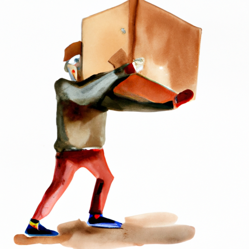 A man carries a large cardboard box.