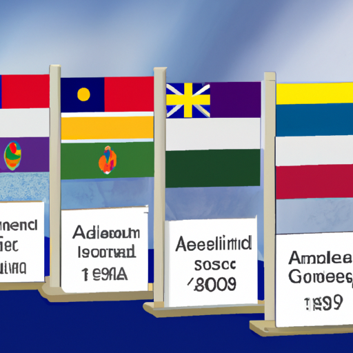 Chronological scale with multi-colored state flags.