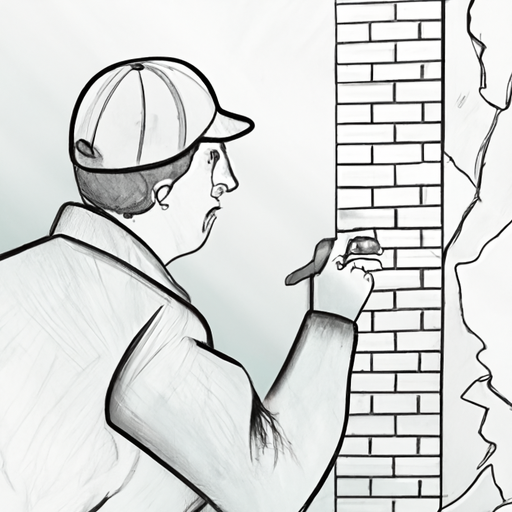 A home inspector inspects a cracked wall.