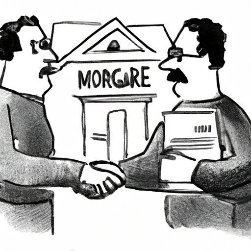 The person and the mortgage broker exchange documents and discuss the details.