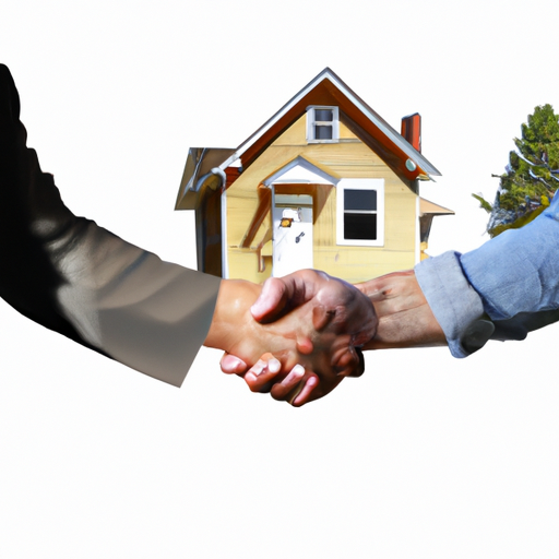 Split image of a house and a man shaking hands, representing the contrasting roles of a listing agent and a seller's agent in real estate transactions.
