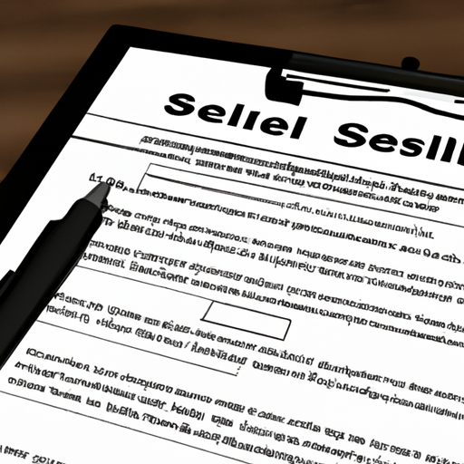 Close-up image of a completed seller disclosure form with a pen signing the document.
