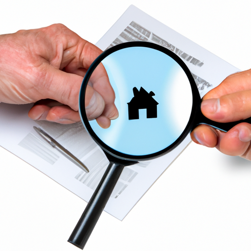 A magnifying glass hovering over a property document and a handshake symbolize trust and ownership transparency.